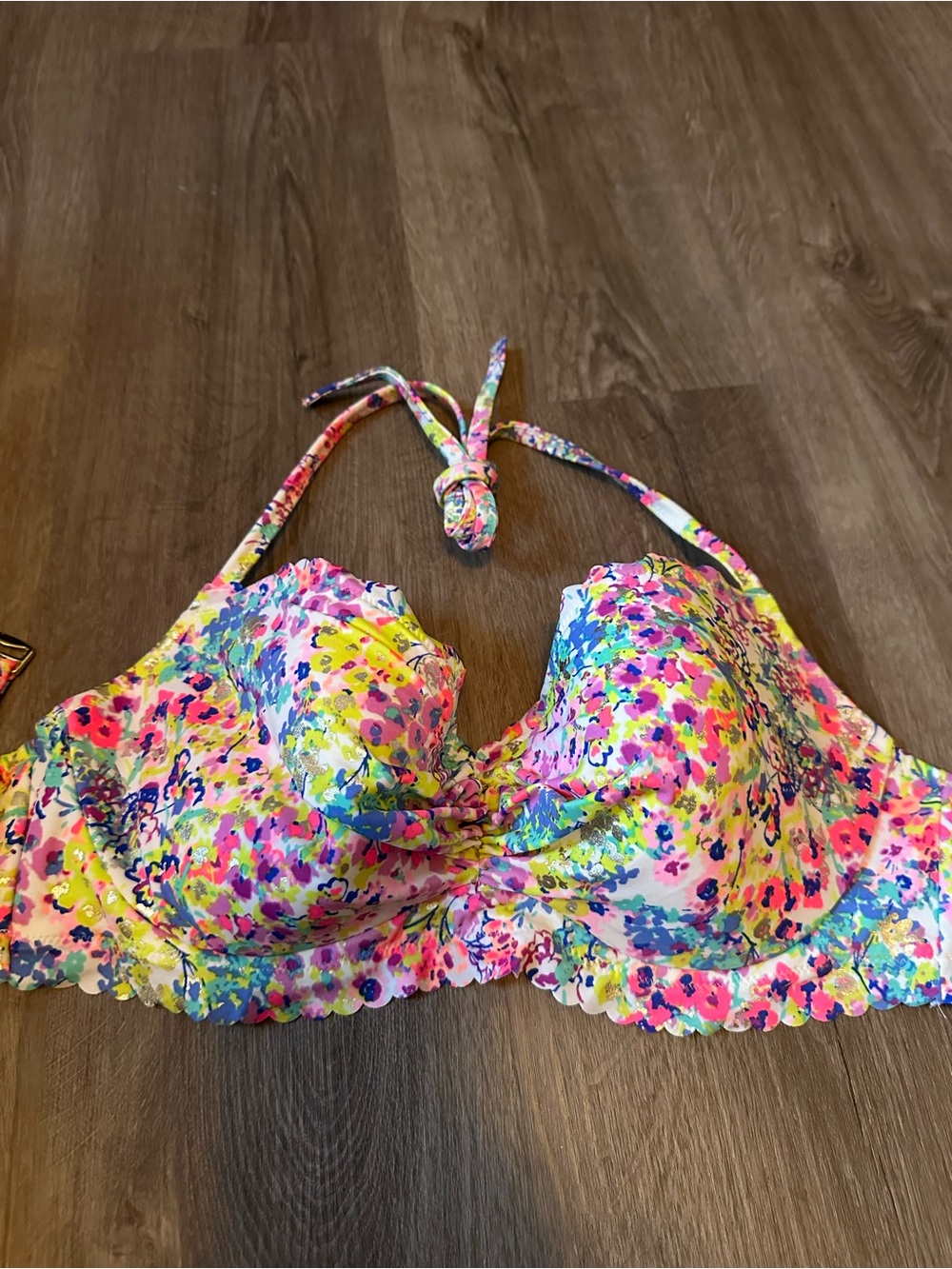 Victoria's Secret Multicolor Floral Halter Bikini Top